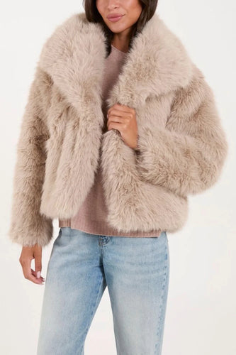 SOFT FAUX FUR CROPPED COAT