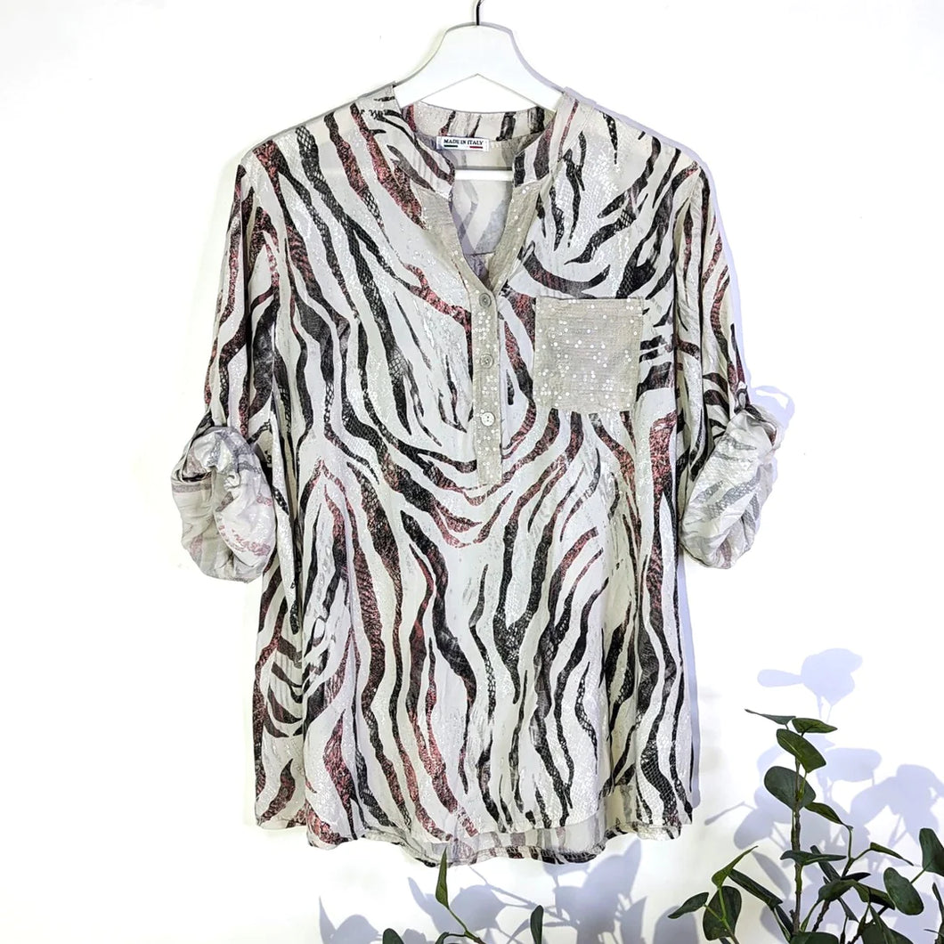 V Neck animal print blouse